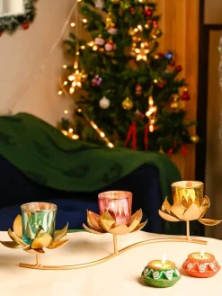3 Lotus Mercury Votive Candle Holder for Table