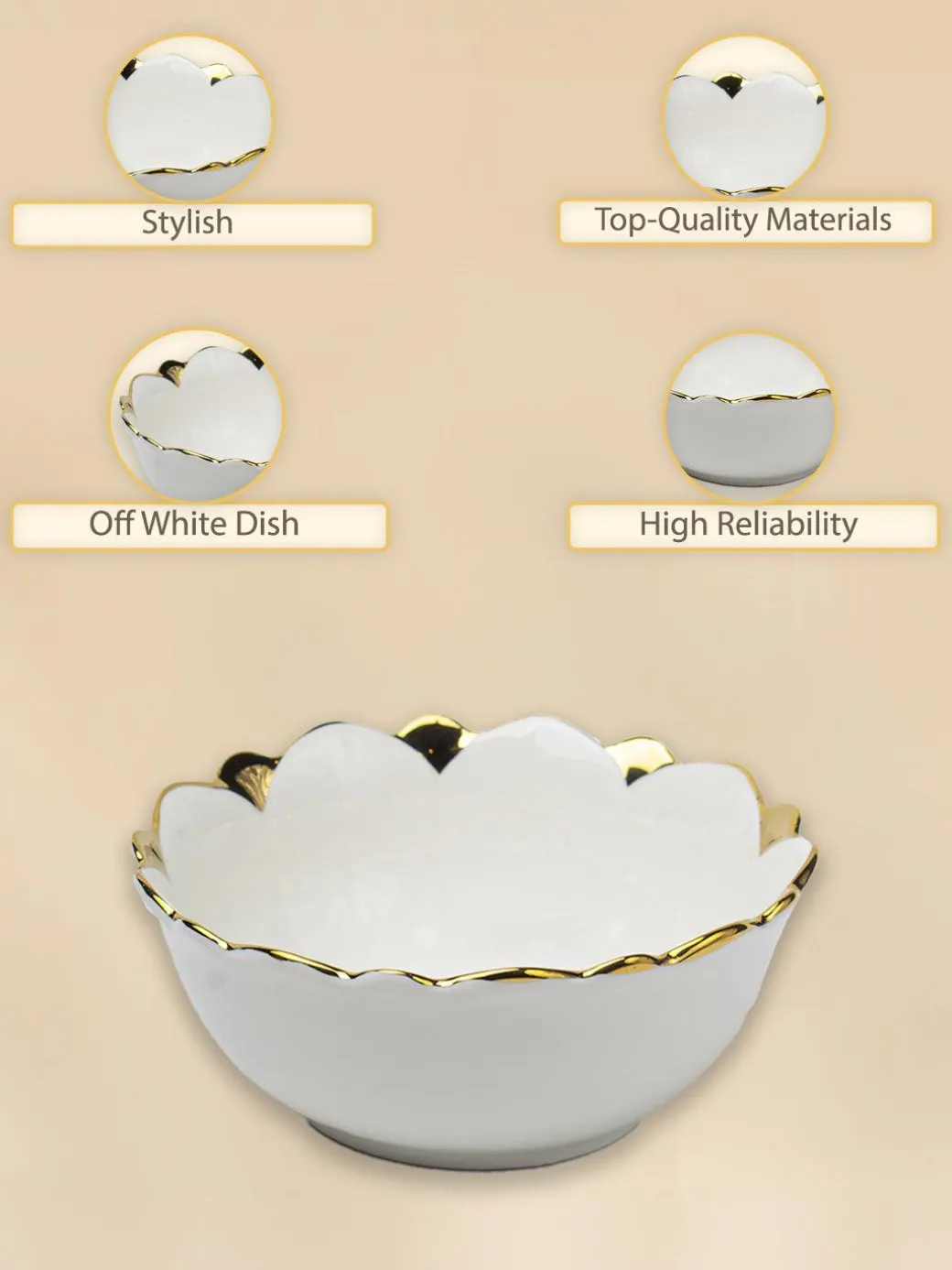 Antique Off White Ceramic Serving Dish - 21 x 21 x 7CM