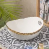 Antique Off White Ceramic Round Serving Dish ( Both Side Handle ) - 21 x 17 x 9CM