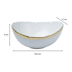 Antique Off White Ceramic Round Serving Dish ( Both Side Handle ) - 21 x 17 x 9CM