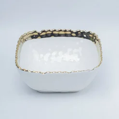 Antique Off White Ceramic Square Serving Dish - 18 x 18 x 7CM