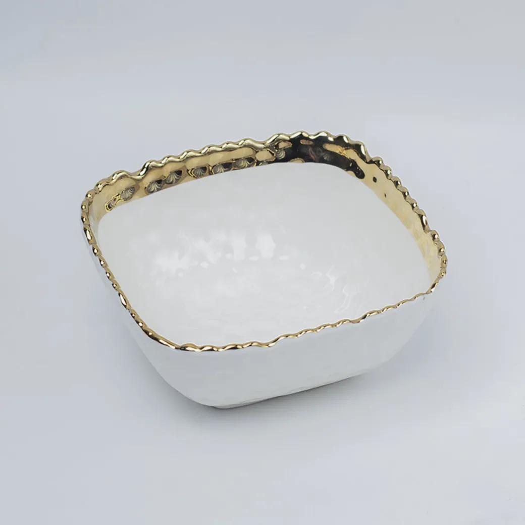 Antique Off White Ceramic Square Serving Dish - 18 x 18 x 7CM
