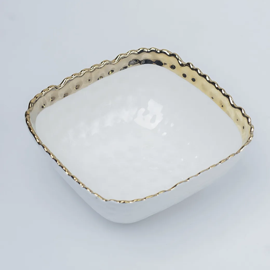 Antique Off White Ceramic Square Serving Dish - 18 x 18 x 7CM