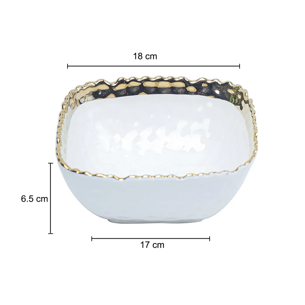 Antique Off White Ceramic Square Serving Dish - 18 x 18 x 7CM