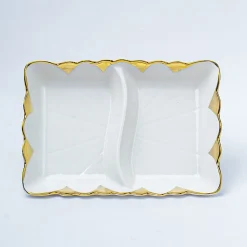 Antique Off White Ceramic Divided Serving Dish - 21 x 14 x 6CM