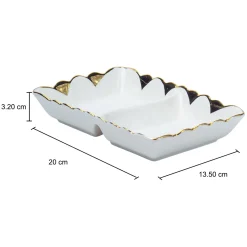 Antique Off White Ceramic Divided Serving Dish - 21 x 14 x 6CM