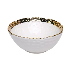 Antique Off White Ceramic Round Serving Dish - 14 x 14 x 6CM