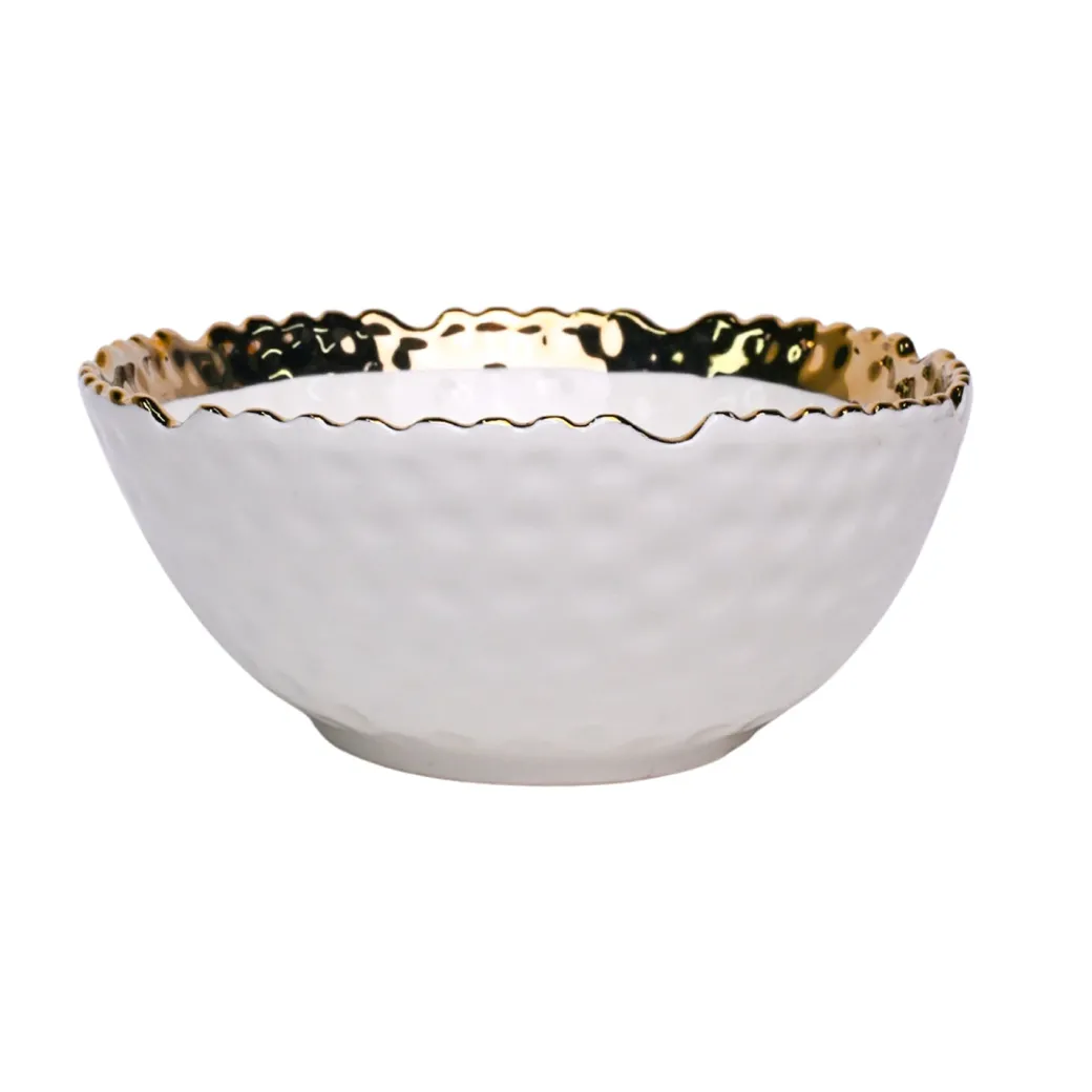 Antique Off White Ceramic Round Serving Dish - 14 x 14 x 6CM