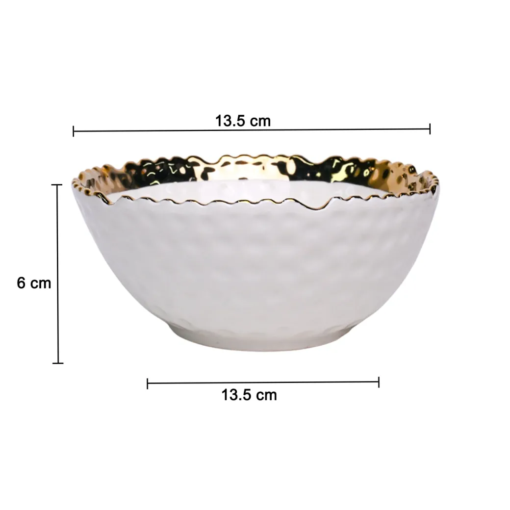 Antique Off White Ceramic Round Serving Dish - 14 x 14 x 6CM