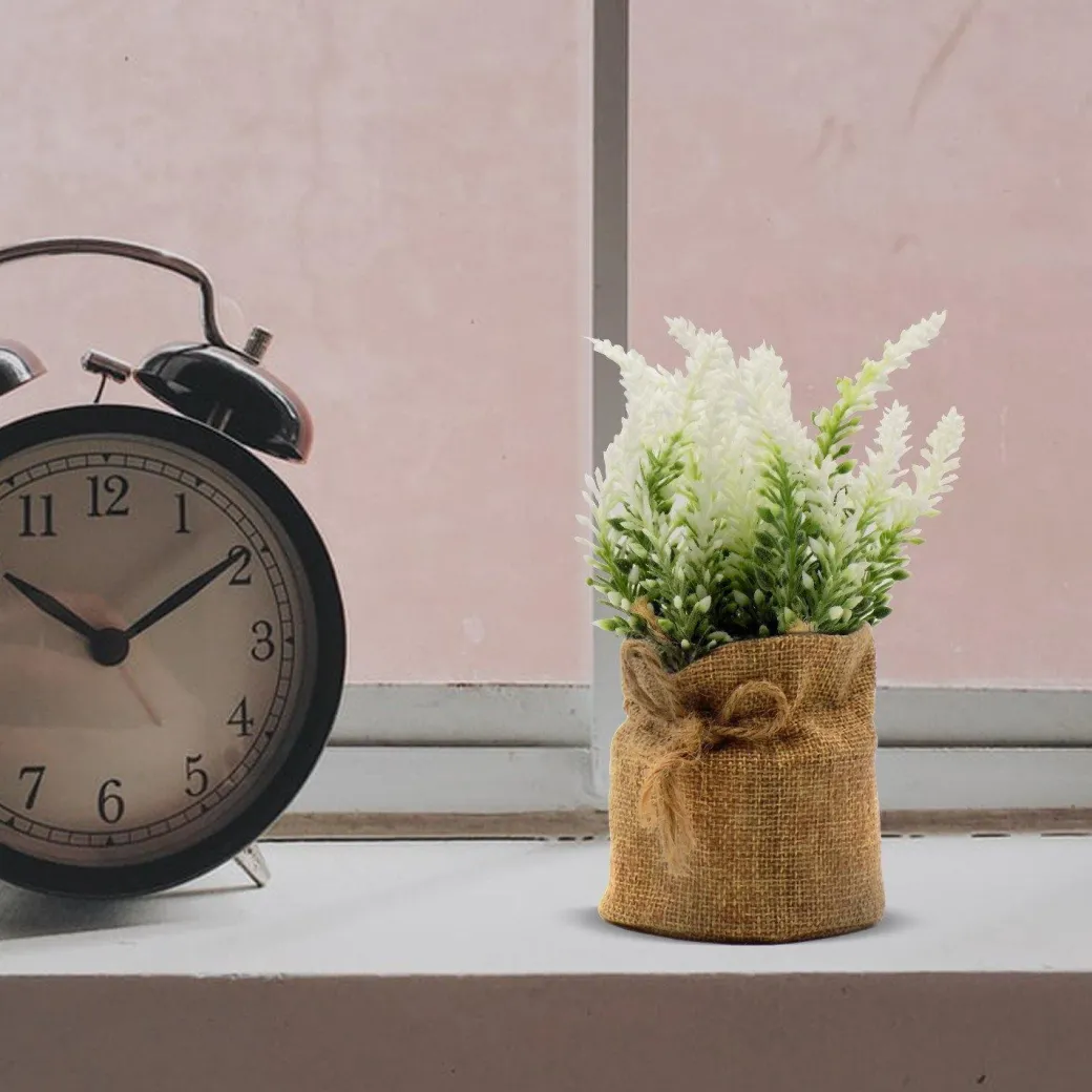 Artificial Flower Plant with Sack Bag, Green, Jute & Plastic