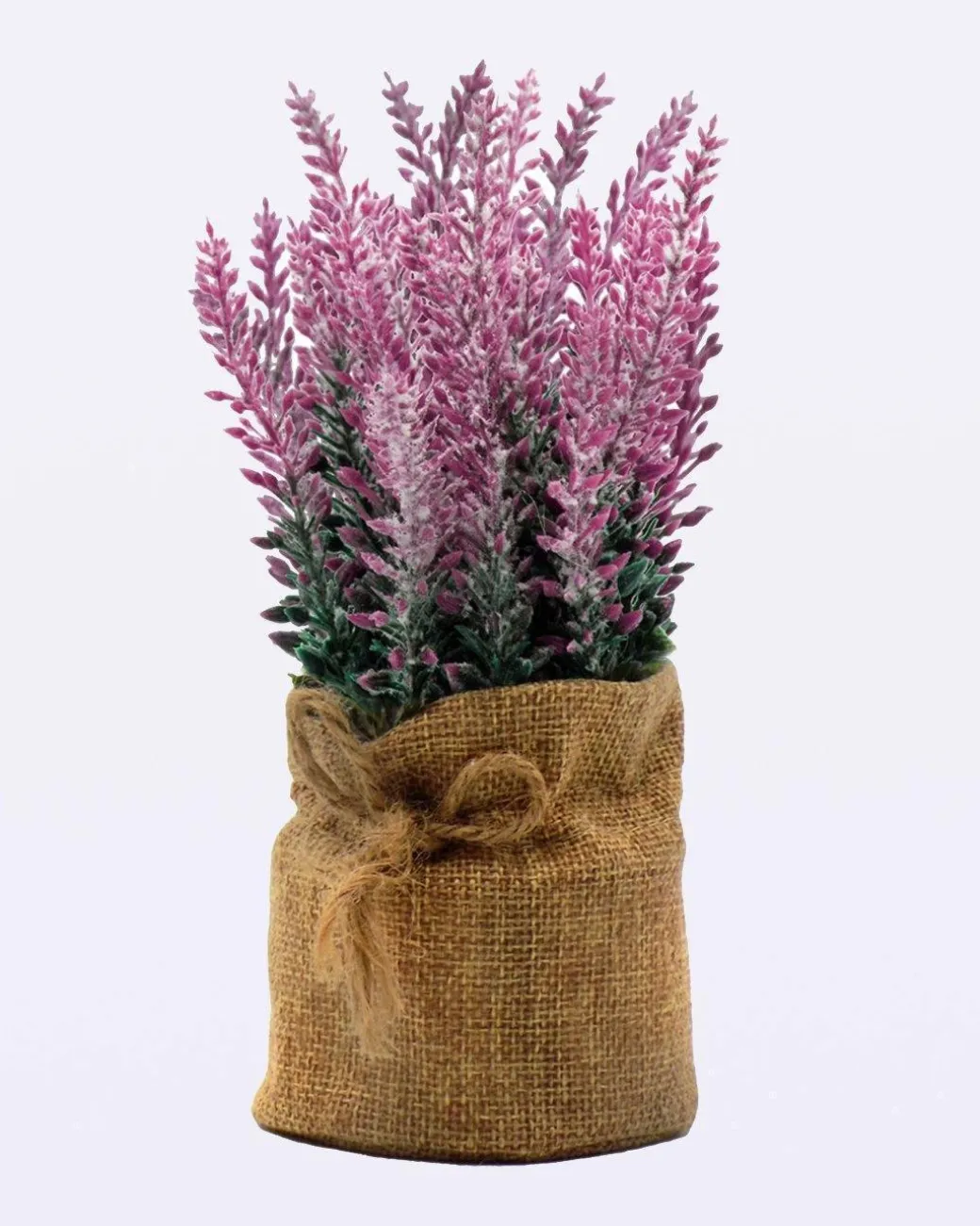 Artificial Flower Plant with Sack Bag, Pink, Jute & Plastic