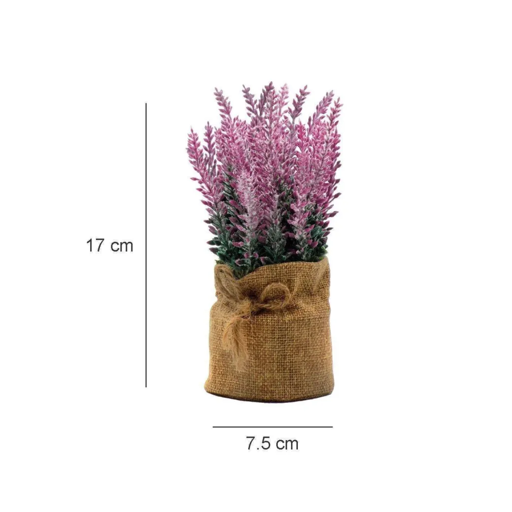 Artificial Flower Plant with Sack Bag, Pink, Jute & Plastic