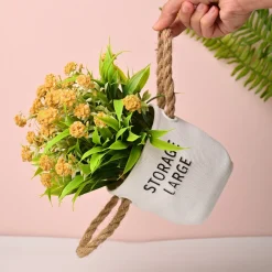Artificial Flower With Pot – Green & White