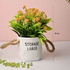 Artificial Flower With Pot – Green & White