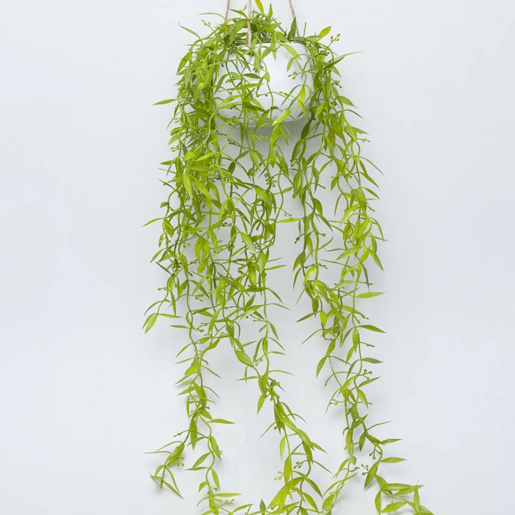 Artificial Greenery Hanging Plant With White Pot -For Home Décor