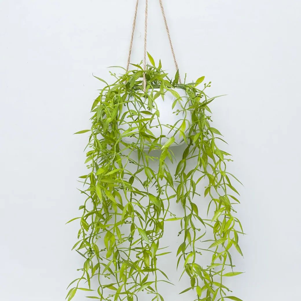 Artificial Greenery Hanging Plant With White Pot -For Home Décor