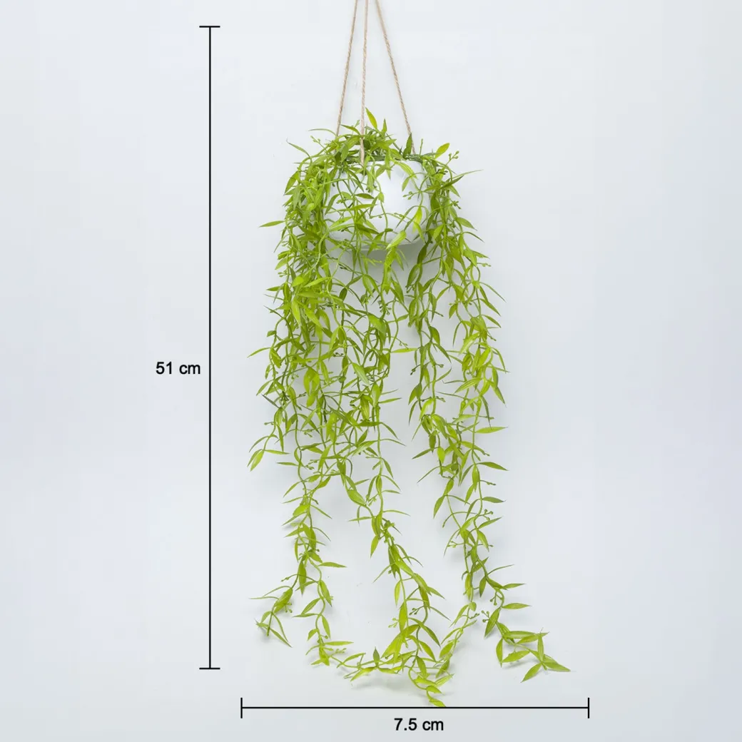 Artificial Greenery Hanging Plant With White Pot -For Home Décor