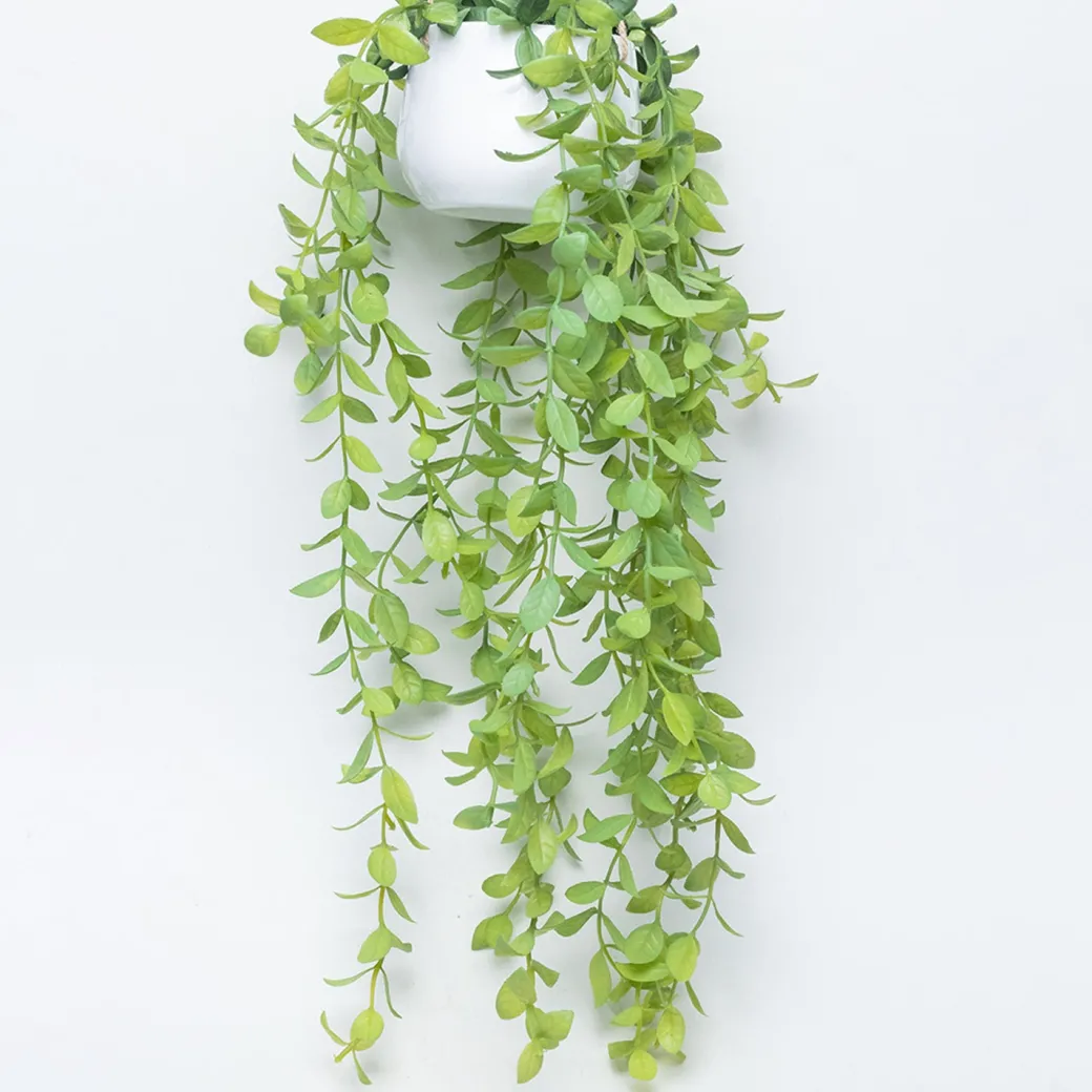 Artificial Greenery Hanging Plant With White Pot - For Wall Décor