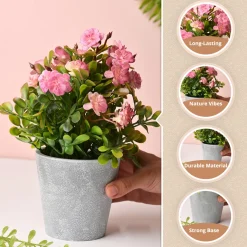 Artificial Plant With Pot – Green & Pink