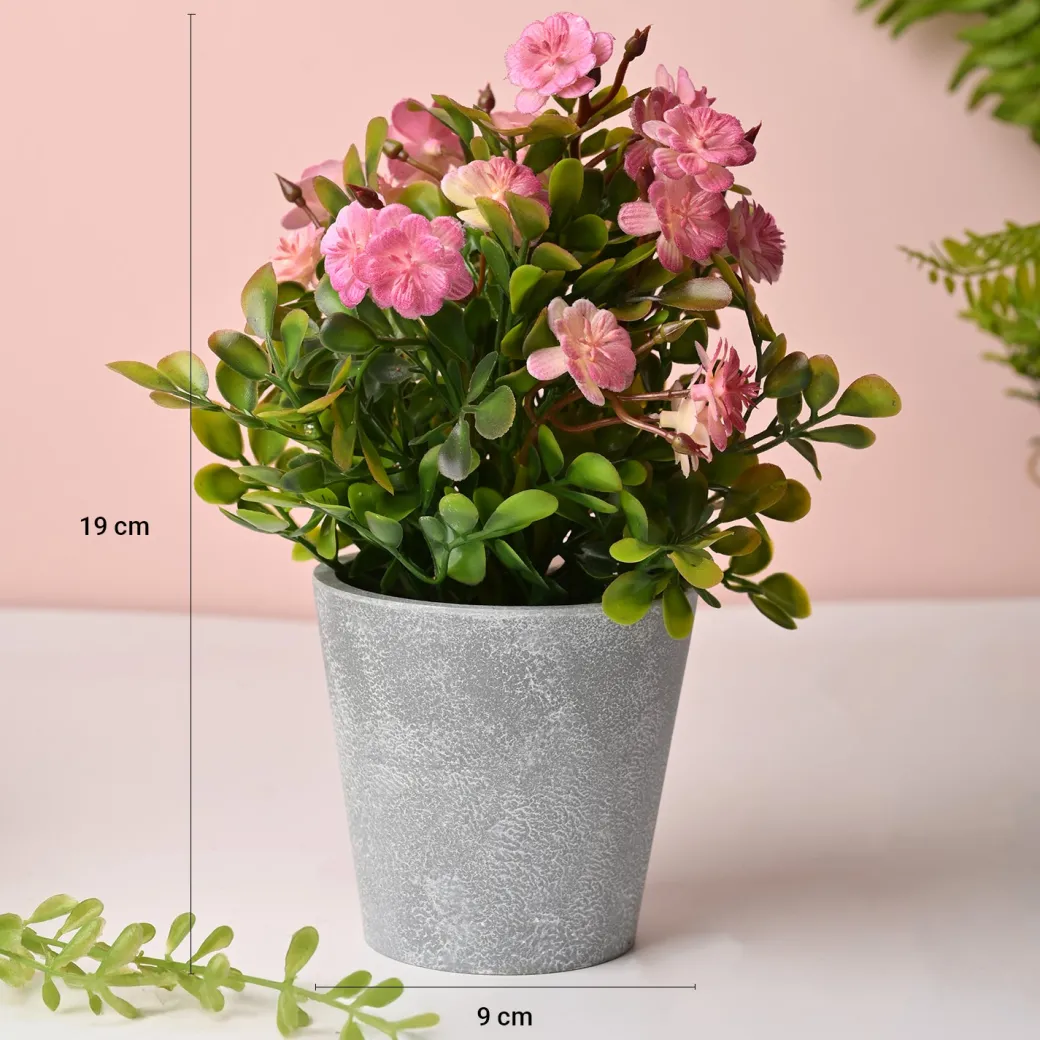 Artificial Plant With Pot – Green & Pink