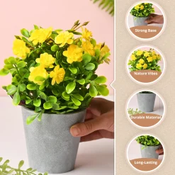 Artificial Plant With Pot – Green & Yellow