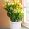 Artificial Plant with White Pot, Rose Flower Arrangement, Yellow, Plastic Plant