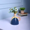Asymmetrical Elegance - Blue & Yellow Vase