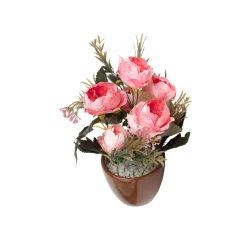 Baby Pink Roses Artificial Flower Vase For Home Decor