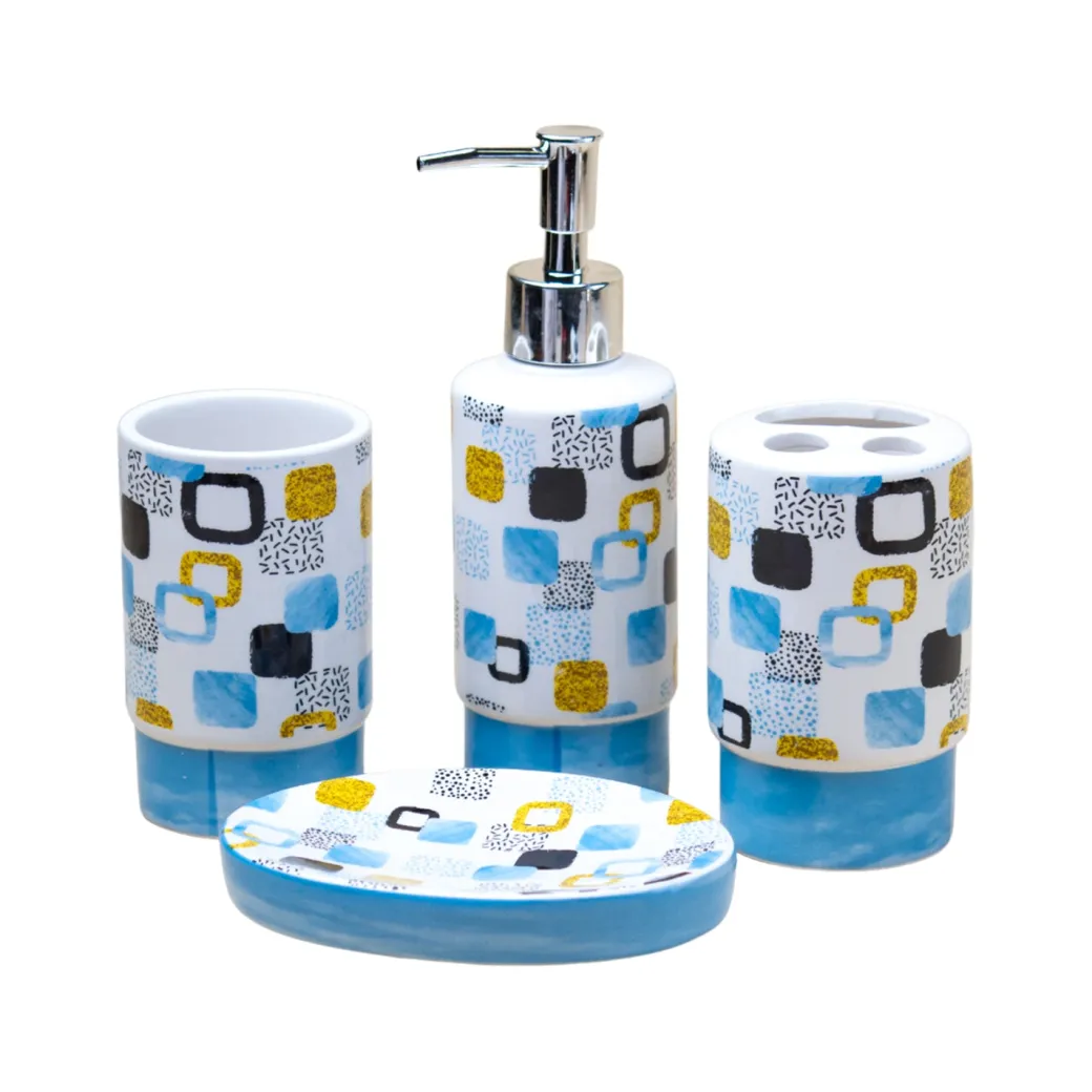 Bathroom Set of 4 - Multiple Square Print