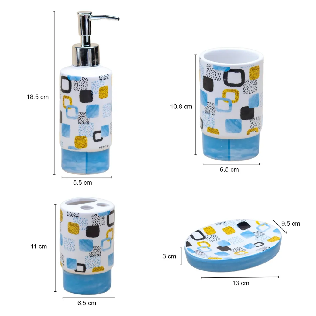 Bathroom Set of 4 - Multiple Square Print