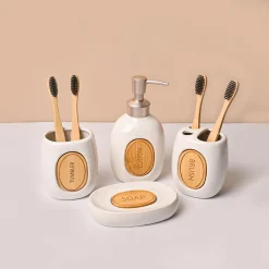 Bathroom Set (Set of 4) – White Ceramic