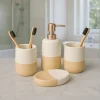 Bathroom Set (Set of 4) – White & Cream Ceramic