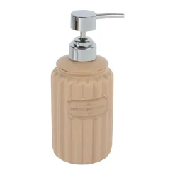 Beige Ceramic Bathroom Set Of 4 - Ribbed Design, Bath Accessories