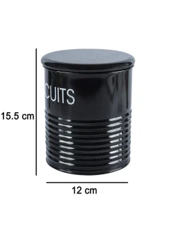 Biscuits & Namkeen Jar Set Of 2 ( Black, Each 1700 Ml )