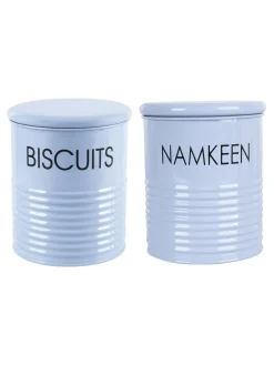 Biscuits & Namkeen Jar Set Of 2 ( Light Blue, Each 1700 Ml )