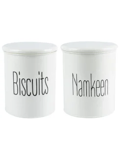 Biscuits & Namkeen Set Of 2 ( White, Each 1700 Ml )
