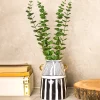 Black & White Ceramic Vase - Ribbed Design, Flower Holder