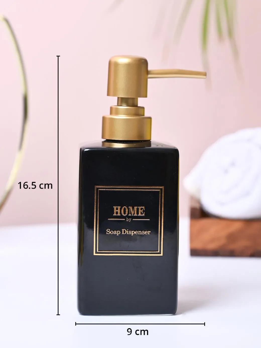 Black and Golden Square Soap Dispenser