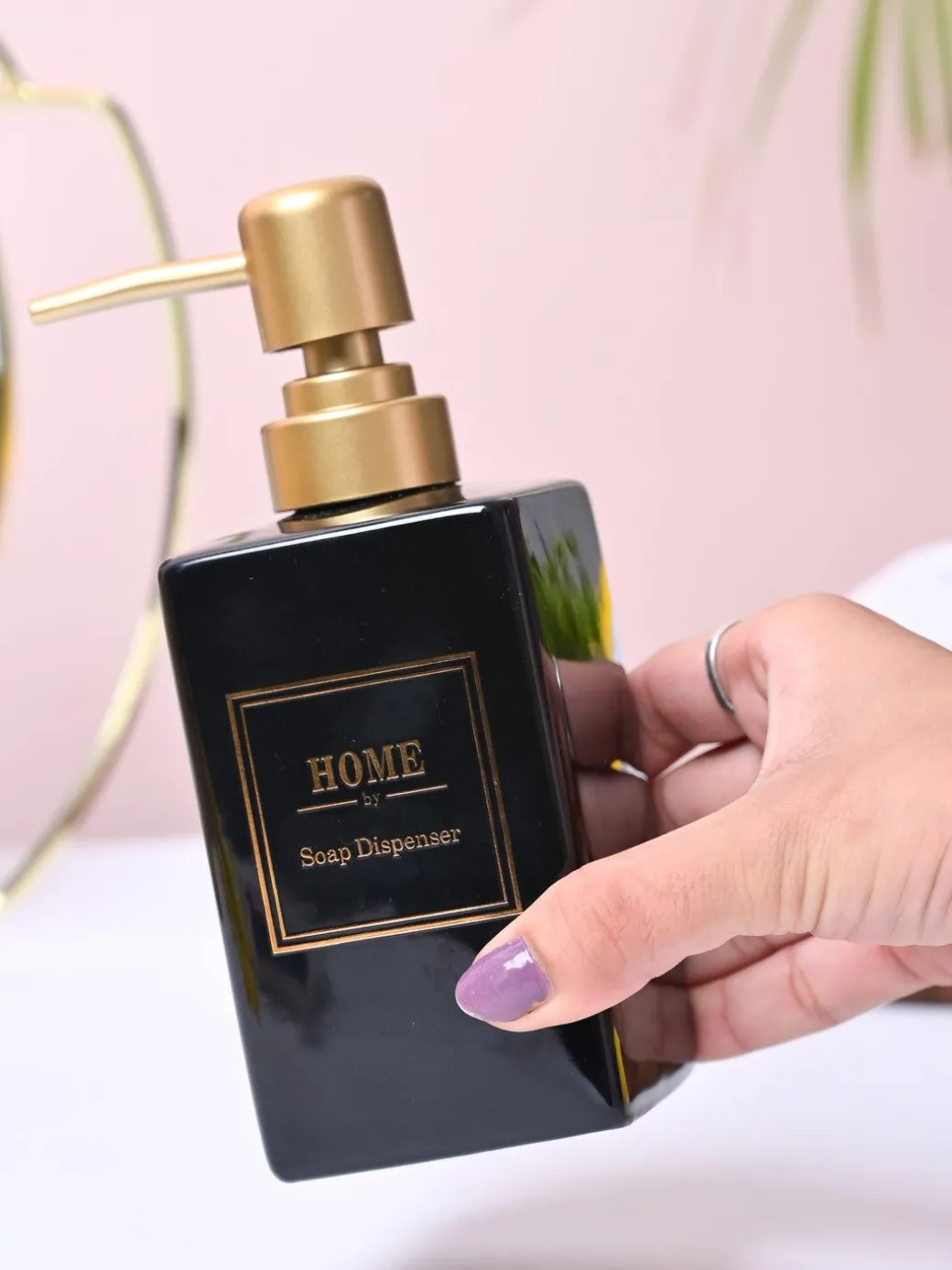 Black and Golden Square Soap Dispenser