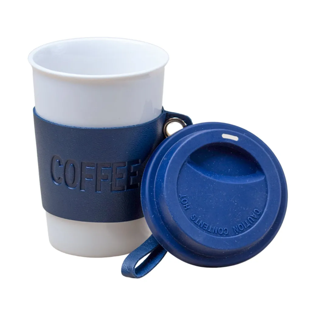 Black Ceramic Sipper - Leather Grip, 350 Ml