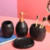Black Ceramic Soap Dispenser - Set Of 4
