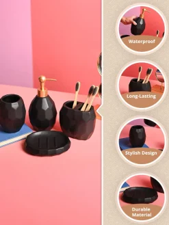 Black Ceramic Soap Dispenser - Set Of 4