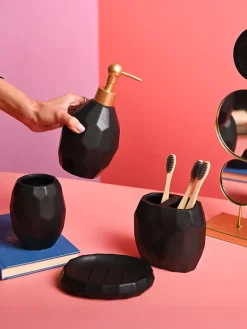 Black Ceramic Soap Dispenser - Set Of 4