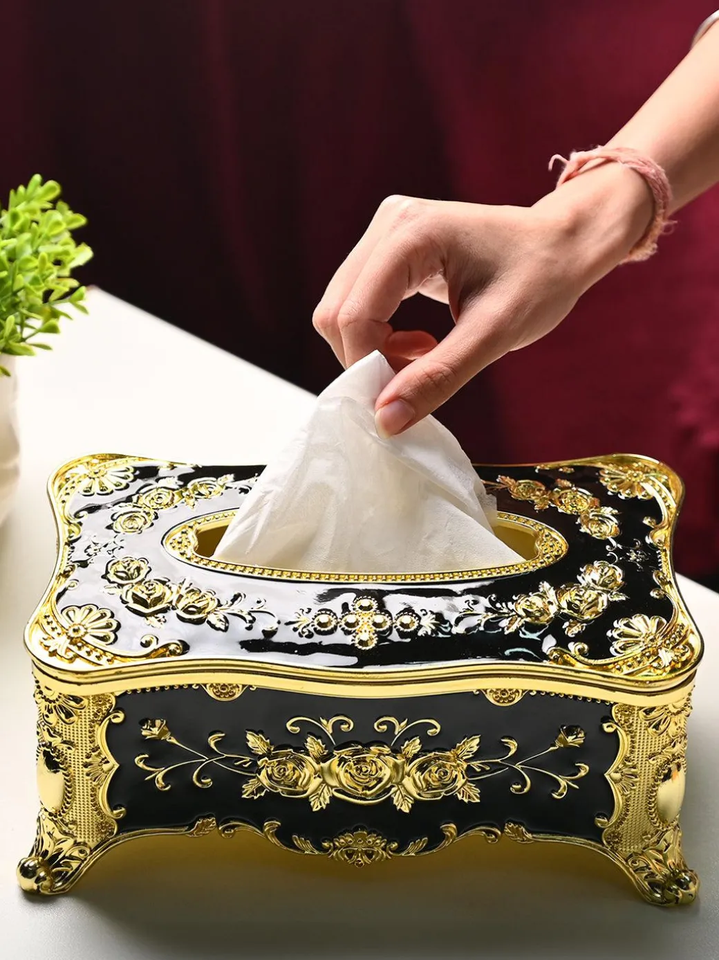 Black Chic Tissue Box - Rectangle Shape