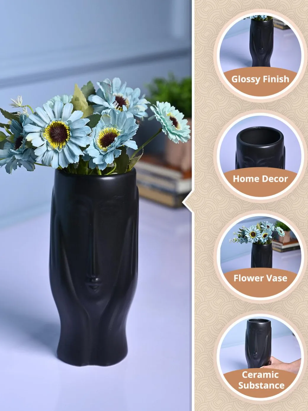 Black Glossy Ceramic Vase - Modern Artistry