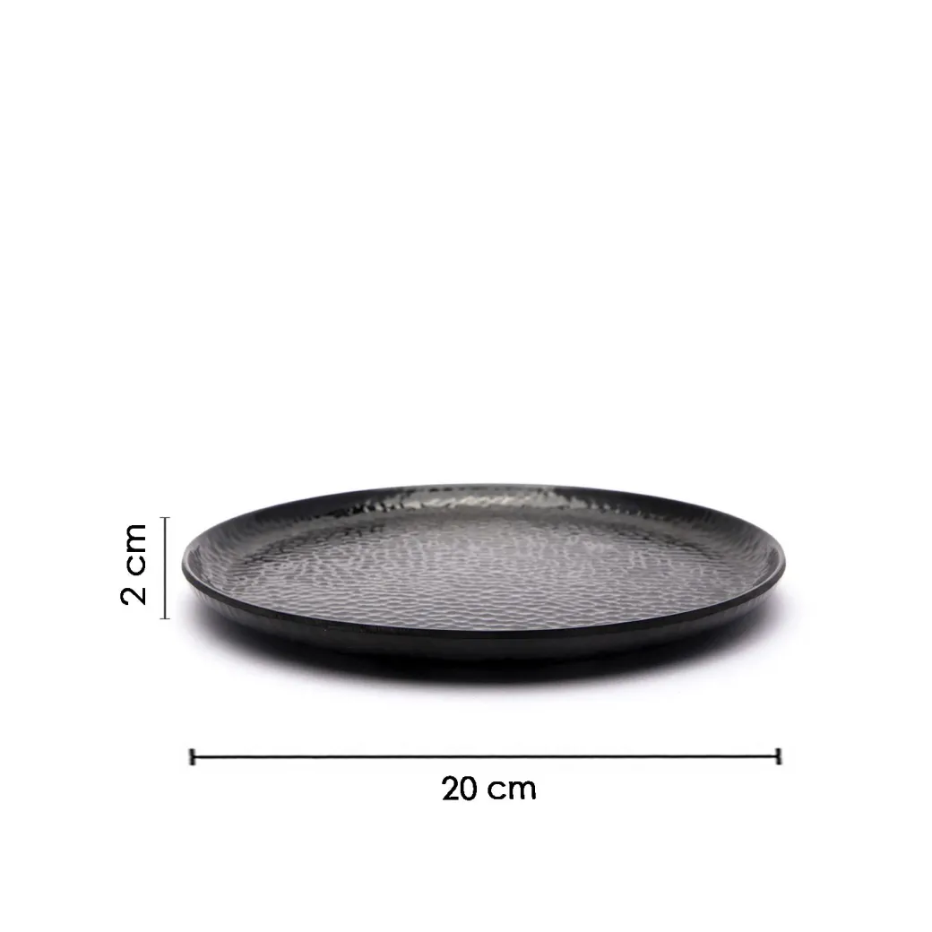 Black Melamine Dinner Set Of 18 Pcs - 6 Full & 6 Quarter Plates + 6 Bowls