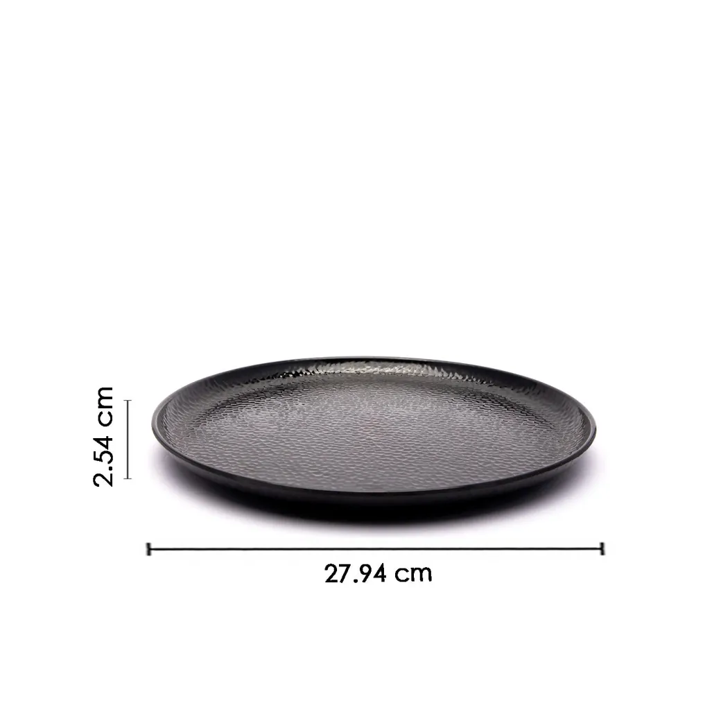 Black Melamine Dinner Set Of 18 Pcs - 6 Full & 6 Quarter Plates + 6 Bowls