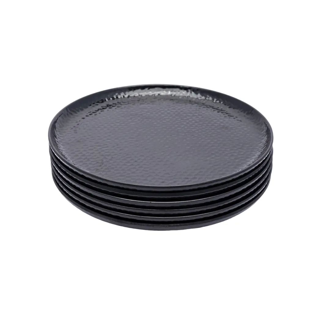Black Melamine Dinner Set Of 18 Pcs - 6 Full & 6 Quarter Plates + 6 Bowls