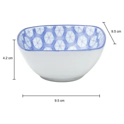 Blue Ceramic Dish, Pack Of 3 - Big Geometric Pattern, Serveware