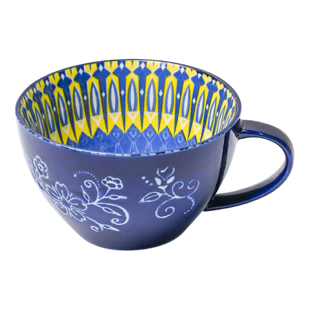 Blue Geometry 480ml Cup